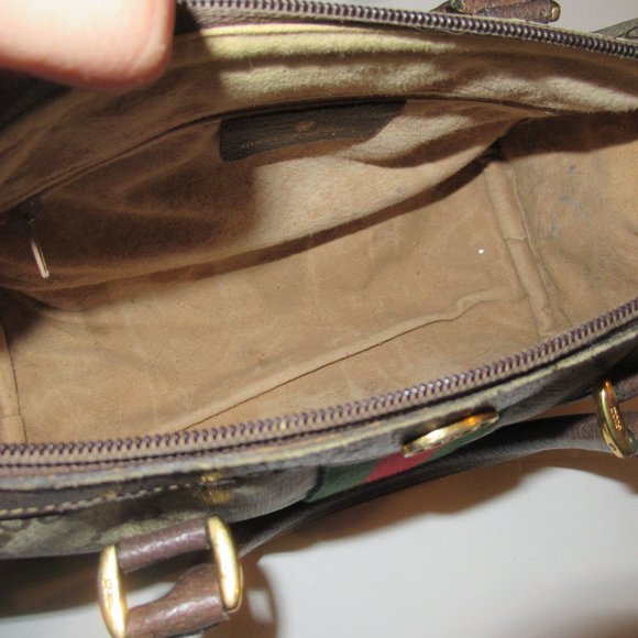 Gucci Beige and Brown Shoulder Bag with Red and Green Stripe - Picture 6 of 11